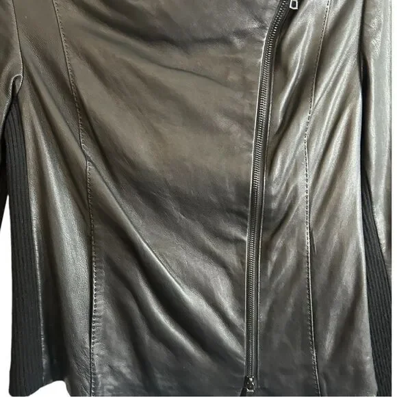 VINCE. Scuba Black 100% Leather Jacket Size XS